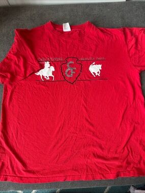 Red Graphic Short-Sleeve Men's T-Shirt - Rodeo Crest Design